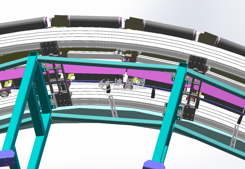 交叉带分拣机交叉带式分拣系统 - solidworks机