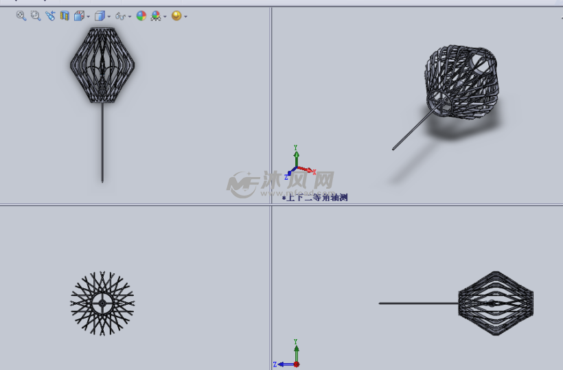 影子吊灯(灯罩)设计模型三视图