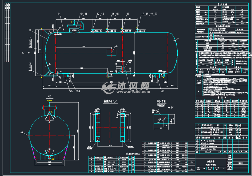 dn2200液氨储罐总成图 - autocad化工环保设备图纸