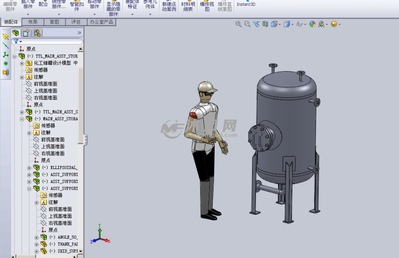 化工储罐模型设计图纸 - solidworks机械设备模
