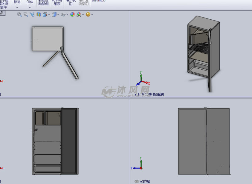 家用式小型的冰箱设计模型 - solidworks生活用