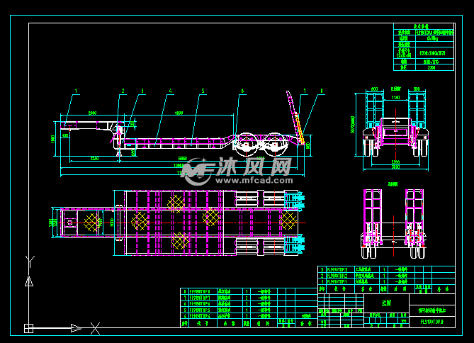 低平板运输车 - autocad普通工程机械图纸 - 沐风图纸