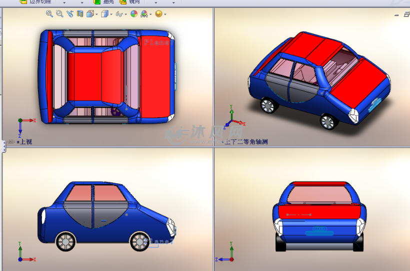 sw练习模型之小汽车三视图