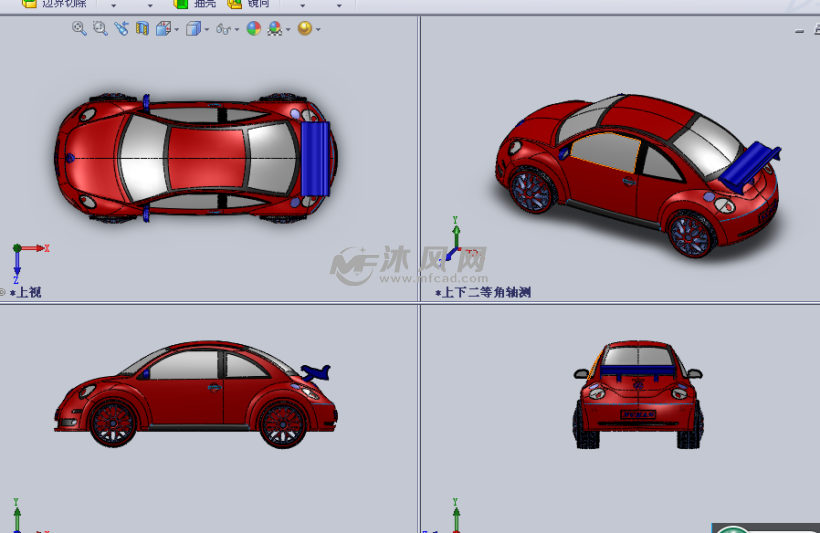 带尾翼的小汽车设计模型三视图