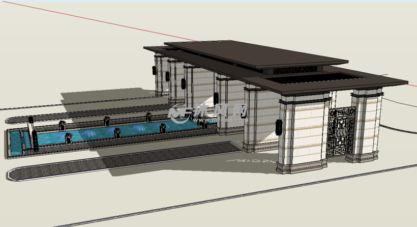 洛阳新古典法式小区入口大门su建筑模型