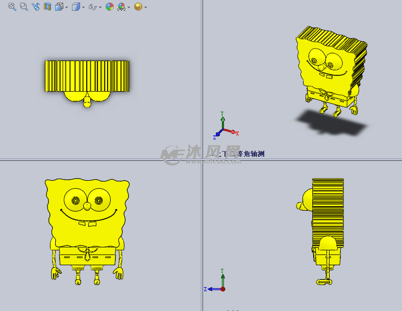 solidworks画海绵宝宝,solidworks画卡通人物 海绵宝宝玩具设计模型 - solidworks玩具公仔类模型