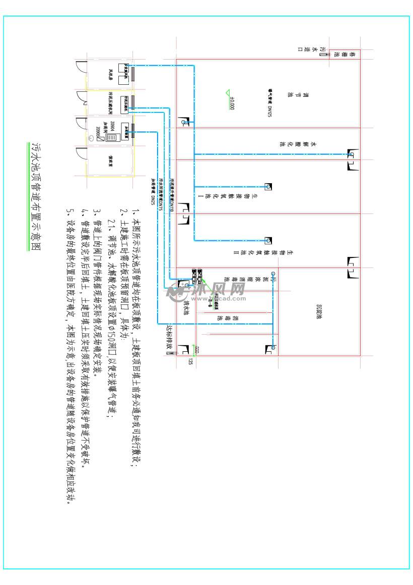 最新医院污水处理工艺施工图,结构图