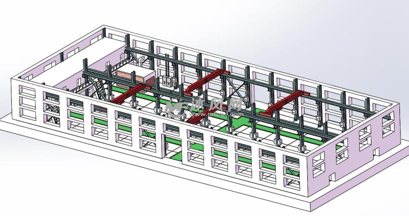 工厂车间标准厂房 - solidworks园林建筑模型下载