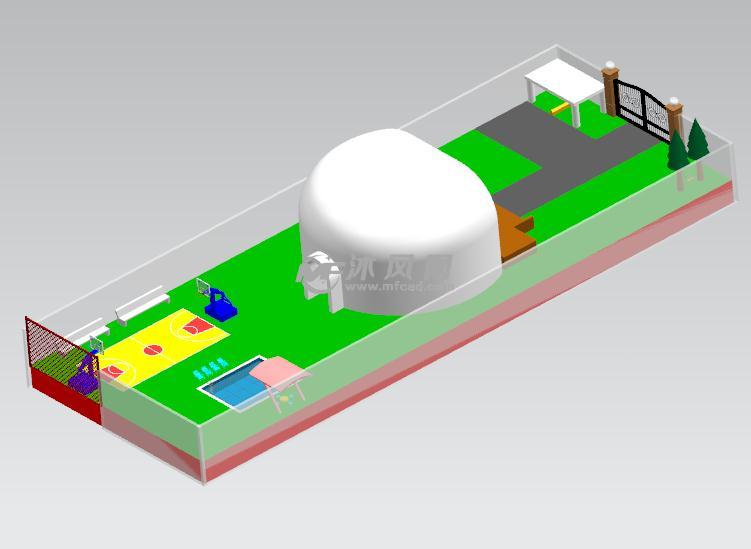 校园篮球场ug三维建模
