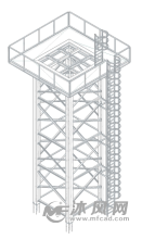 工业观望塔台模型-反应压力容器图纸-沐风网