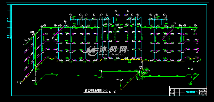 某12层办公楼采暖设计图 - autocad采暖工程图纸 - 沐风图纸