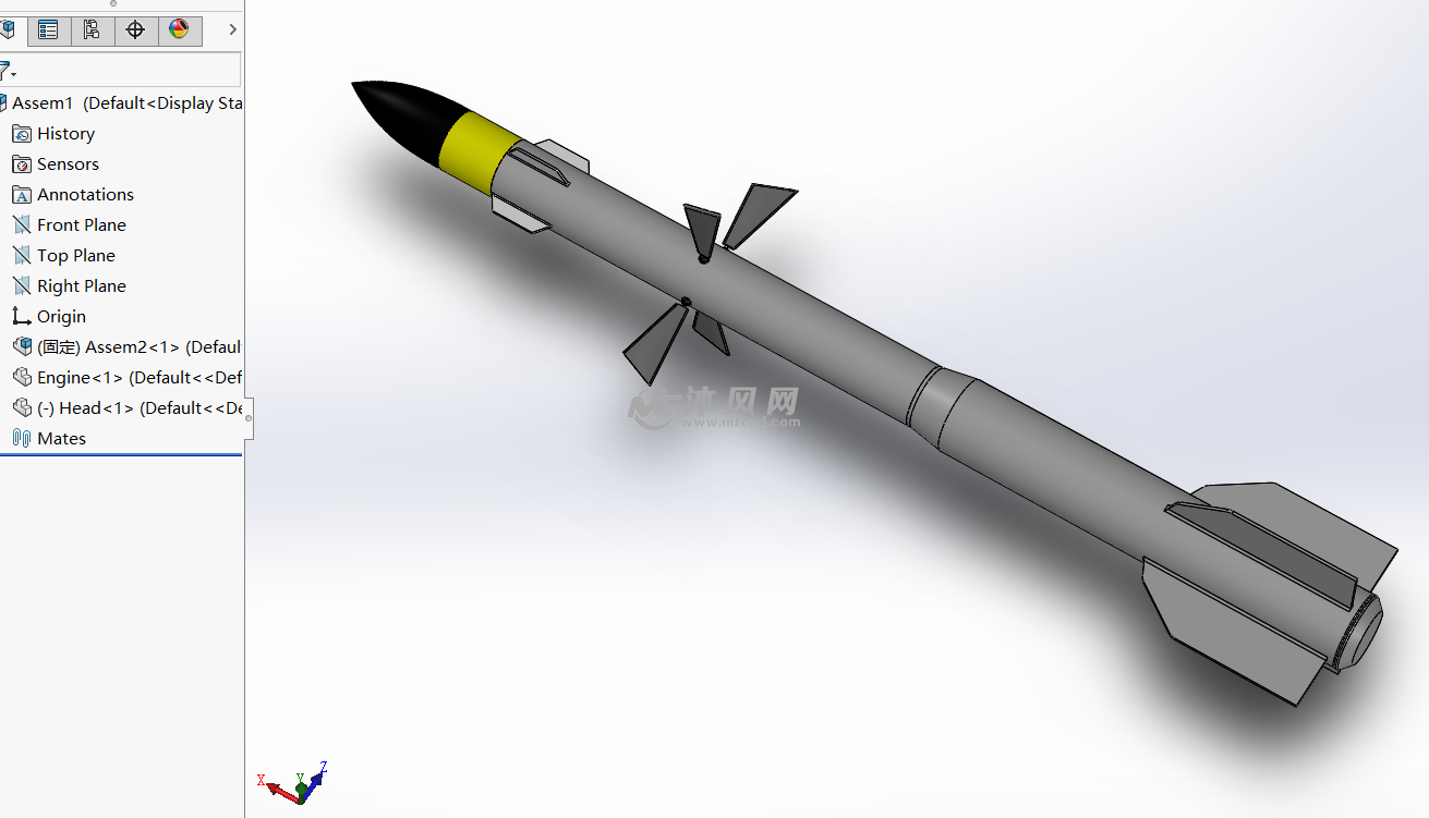 r-27空空导弹 - solidworks军工用品模型下载 - 沐风