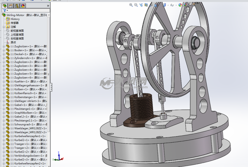 斯特林发动机曲轴连杆模型 - solidworks传动件和减速