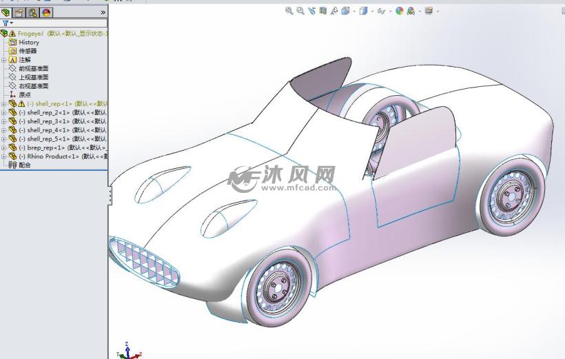 仿古简易轿车汽车曲面模型 - solidworks交通工