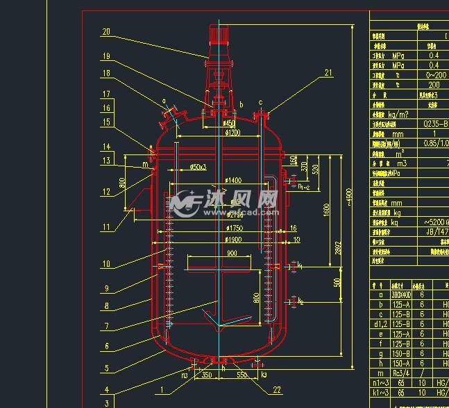 k6300l搪玻璃反应罐图纸罐体