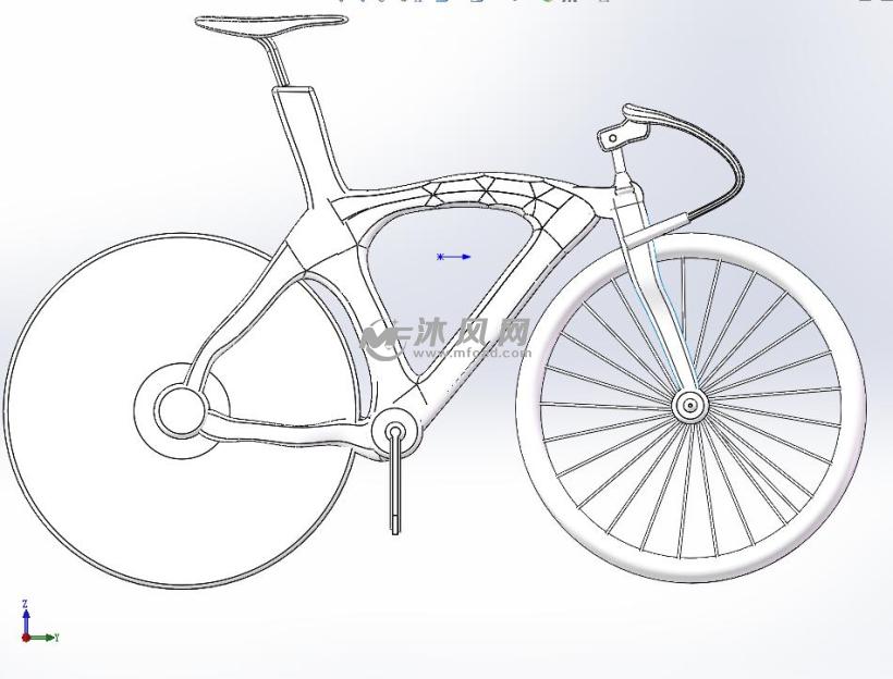 碳纤维公路赛自行车模型正视图