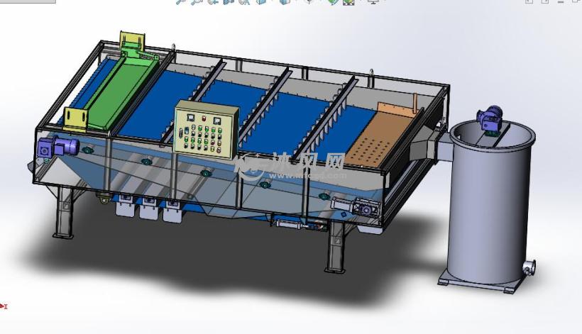 滤带式浓缩机重力污泥脱水机 solidworks机械设备模型下载 沐风