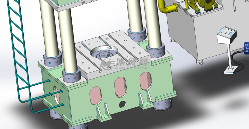 1000T四柱液压机 - solidworks机械设备模型下