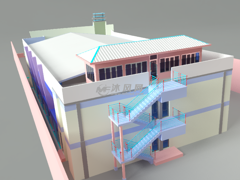 创意学校房子模型 - solidworks园林建筑模型下载