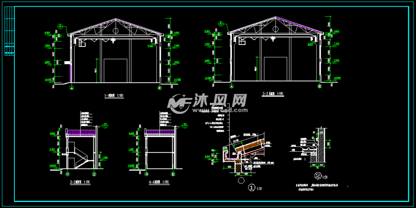 排架结构厂房建筑结构施工图(预制砼柱,杯口基