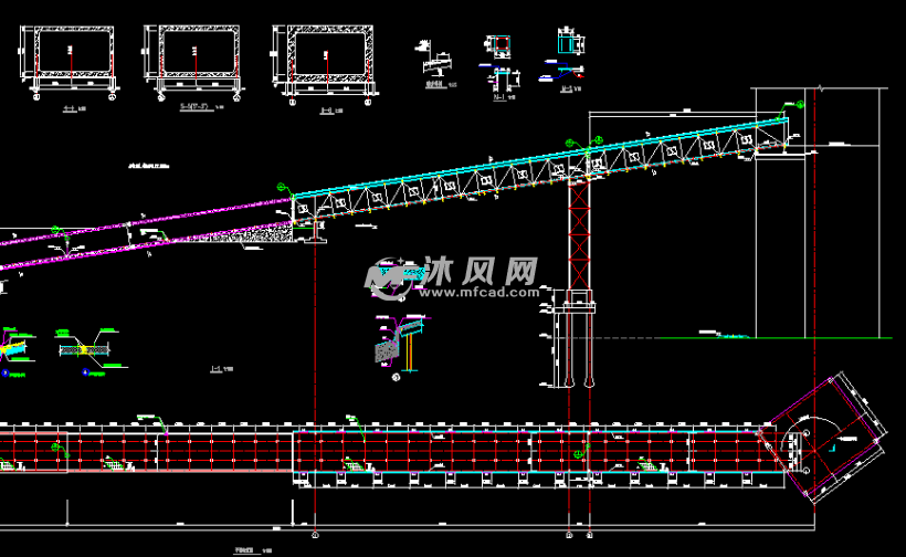 栈桥输煤机架皮带走廊结构图-cad煤矿图纸建四轴厂房pcb板车间图片