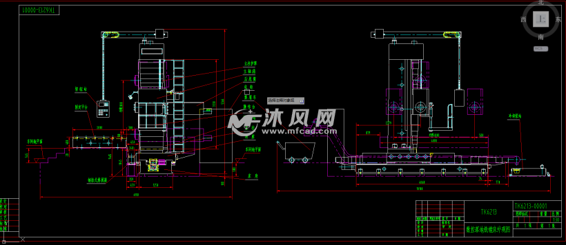 tk6213数控落地铣镗床cad图纸