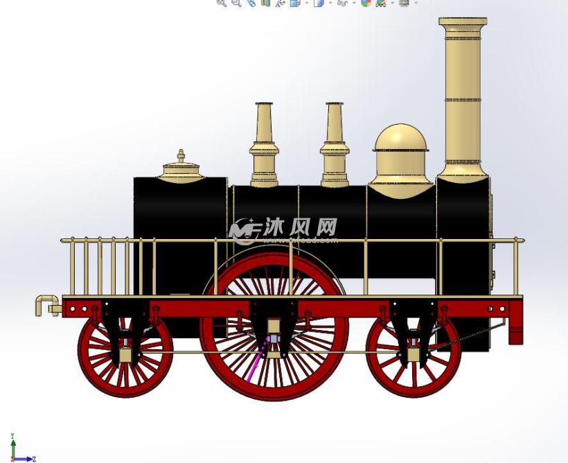 蒸汽机车火车头模型右视图