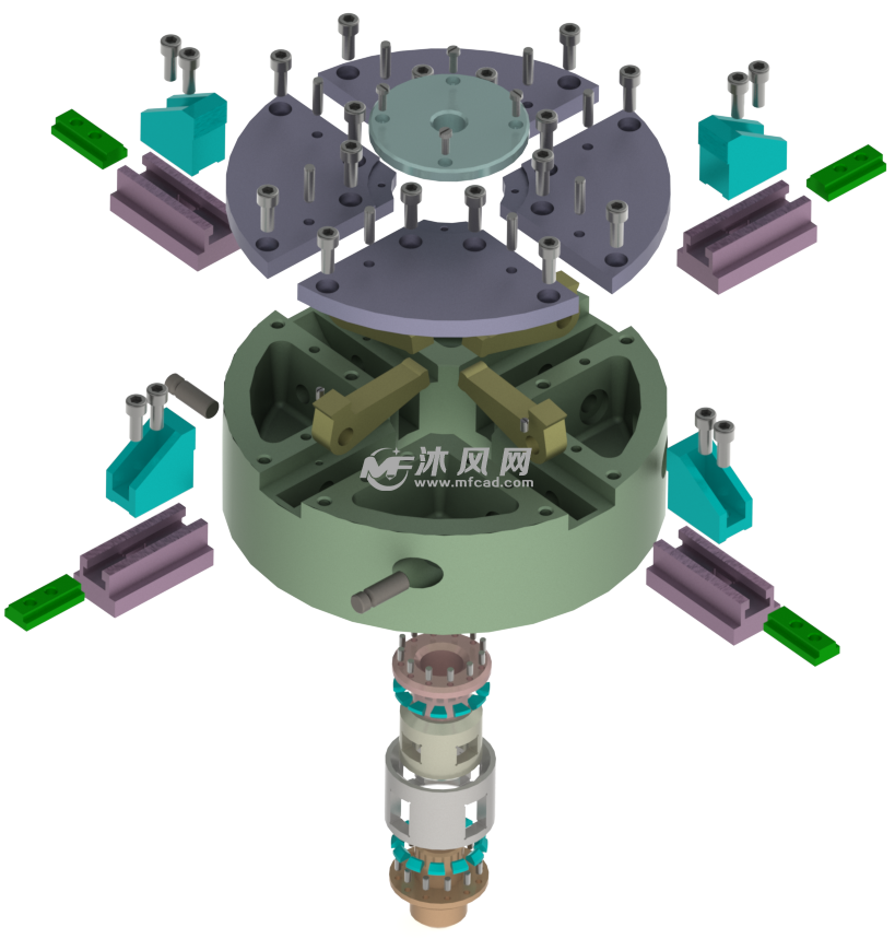 车床气动卡盘夹盘爆炸图模型 - solidworks小五