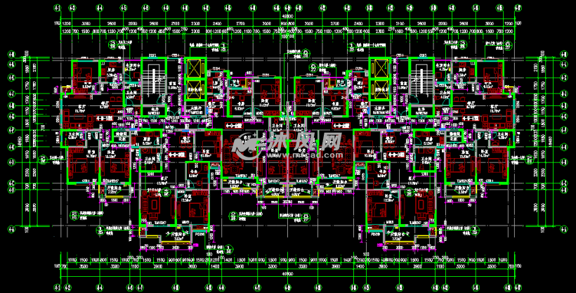 北方某地17层一梯三户单元式高层住宅楼