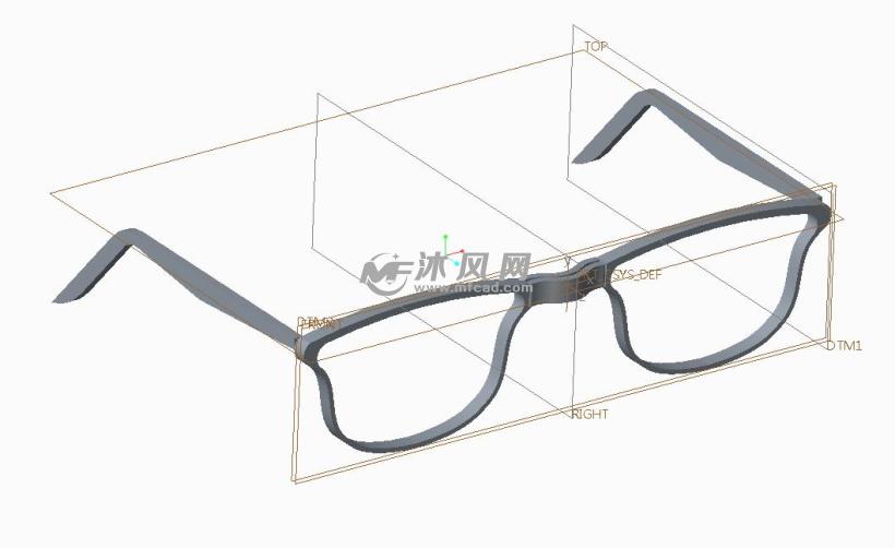 眼镜架creo模型 - proe生活用品类模型下载 - 沐风图纸