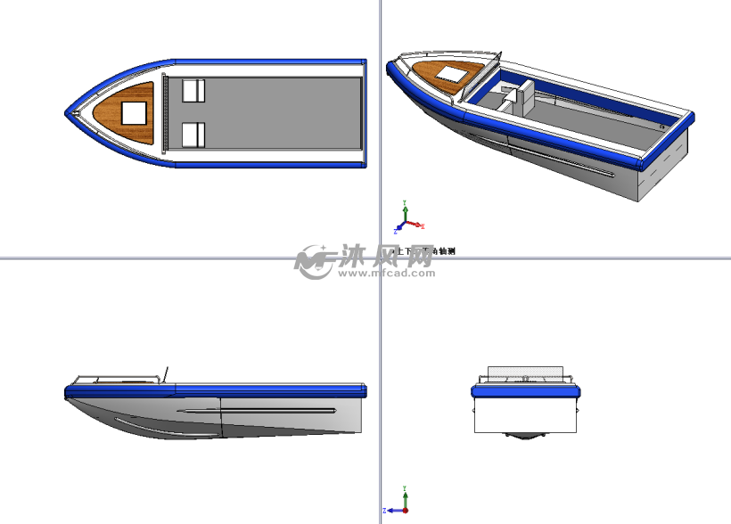 简单摩托艇模型四视图