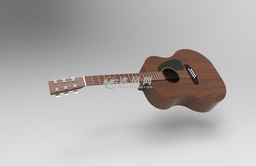 原声吉他设计模型图 - solidworks生活用品类模