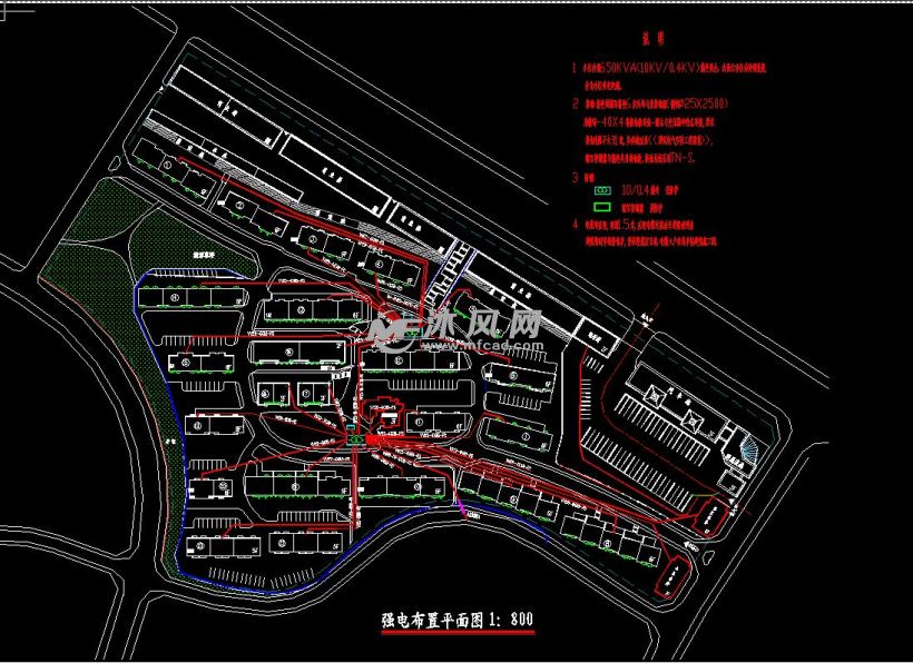 小区电力电讯外线图. - AutoCAD住宅建筑电器