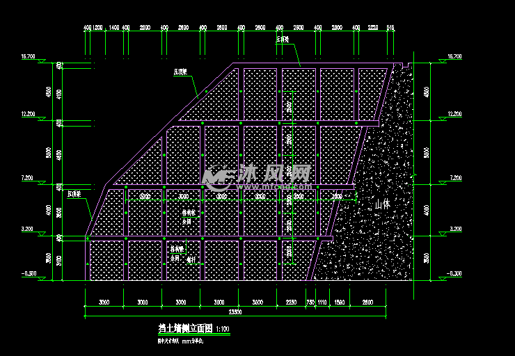 某地格构梁带锚杆挂网植草边坡挡土墙