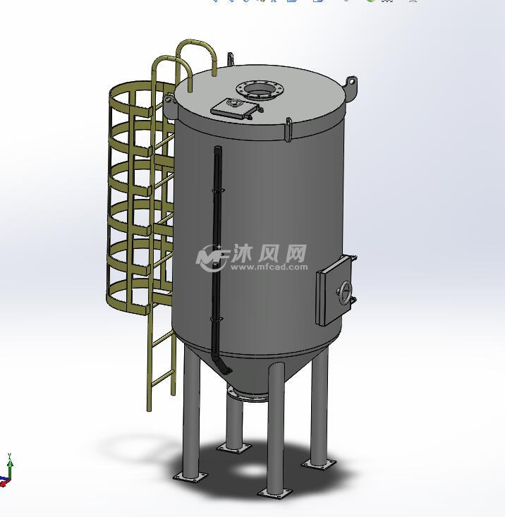 带爬梯罐体储料罐模型