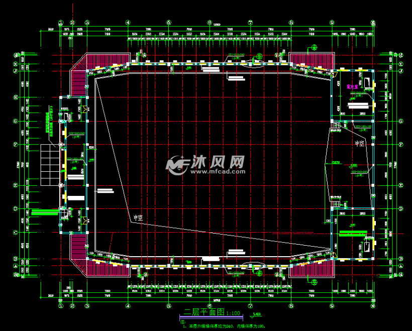 某地室内篮球馆建筑施工图 - cad体育馆建筑图
