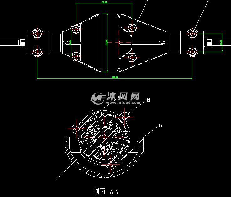 汽车差速器cad装配图