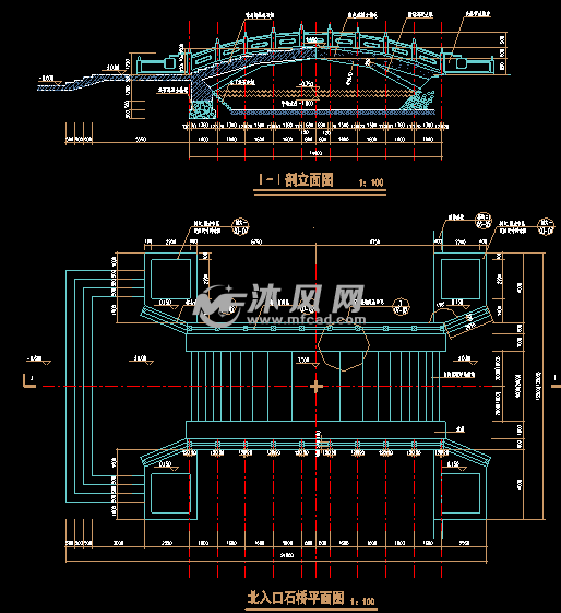 北入口石桥平面图