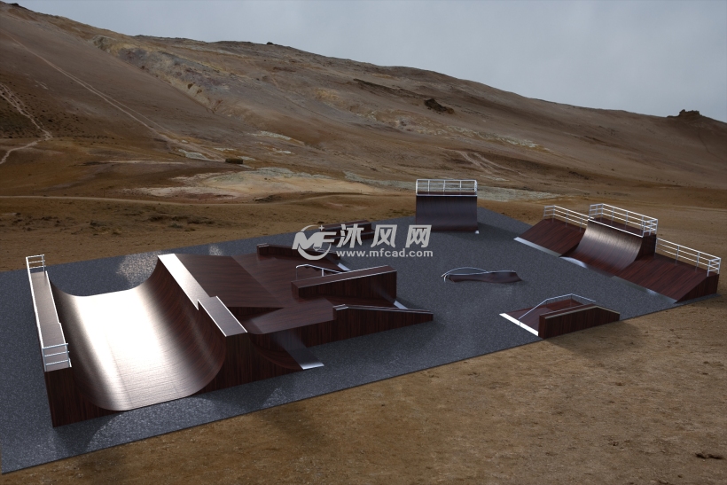 公园滑板练习场地设计模型 - solidworks生活用