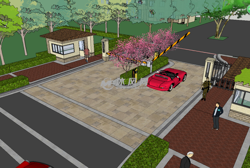 湖南长沙某万科小区入口大门SU模型 - sketchu