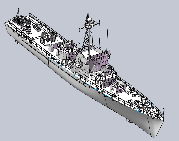 037型猎潜艇3d模型图纸solidworks设计图