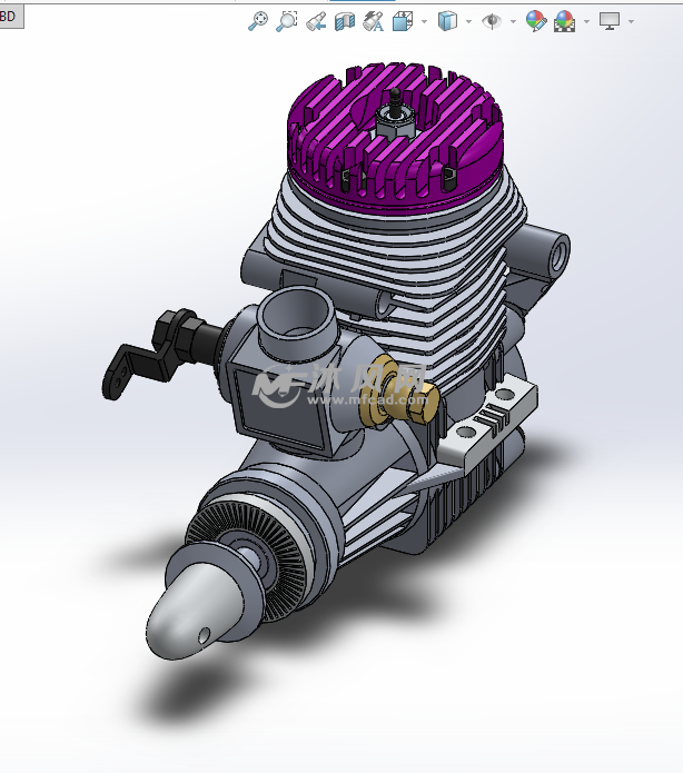航模发动机3d外形模型 - solidworks军工用品模