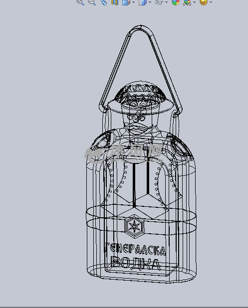 陶瓷材质的伏特加酒瓶设计模型 - solidworks瓶