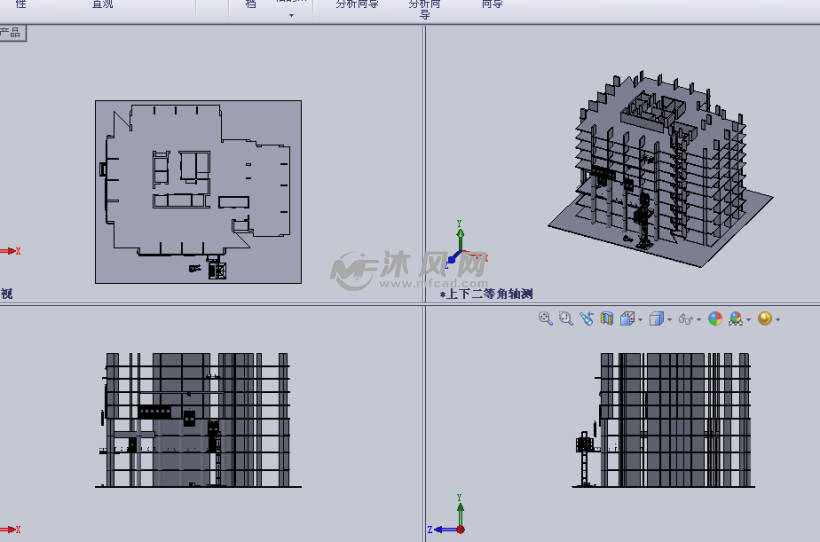 大楼建设的辅助架梯设计模型三视图