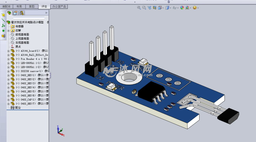 霍尔效应开关电路设计模型 - solidworks电气设