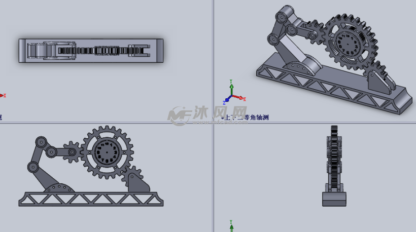 机械齿轮传动时钟(创意)设计模型三视图