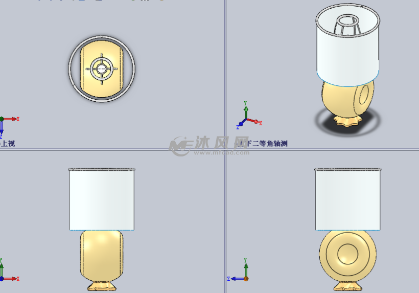 卧室使用的床头灯具设计模型 - solidworks生活用品类模型下载 - 沐风