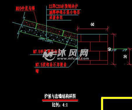 某县防洪堤断面设计图 - AutoCAD堤防相关图纸