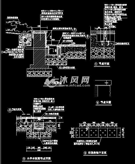 档土墙设计图纸 - autocad挡土墙及坡道施工图下载 - 沐风图纸