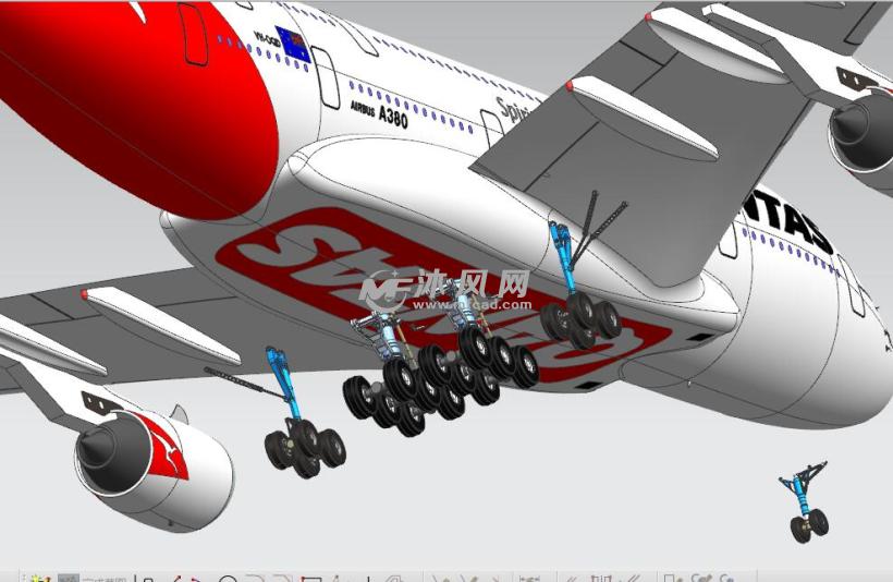 a380空客客机实际尺寸整机及起落架对比模型